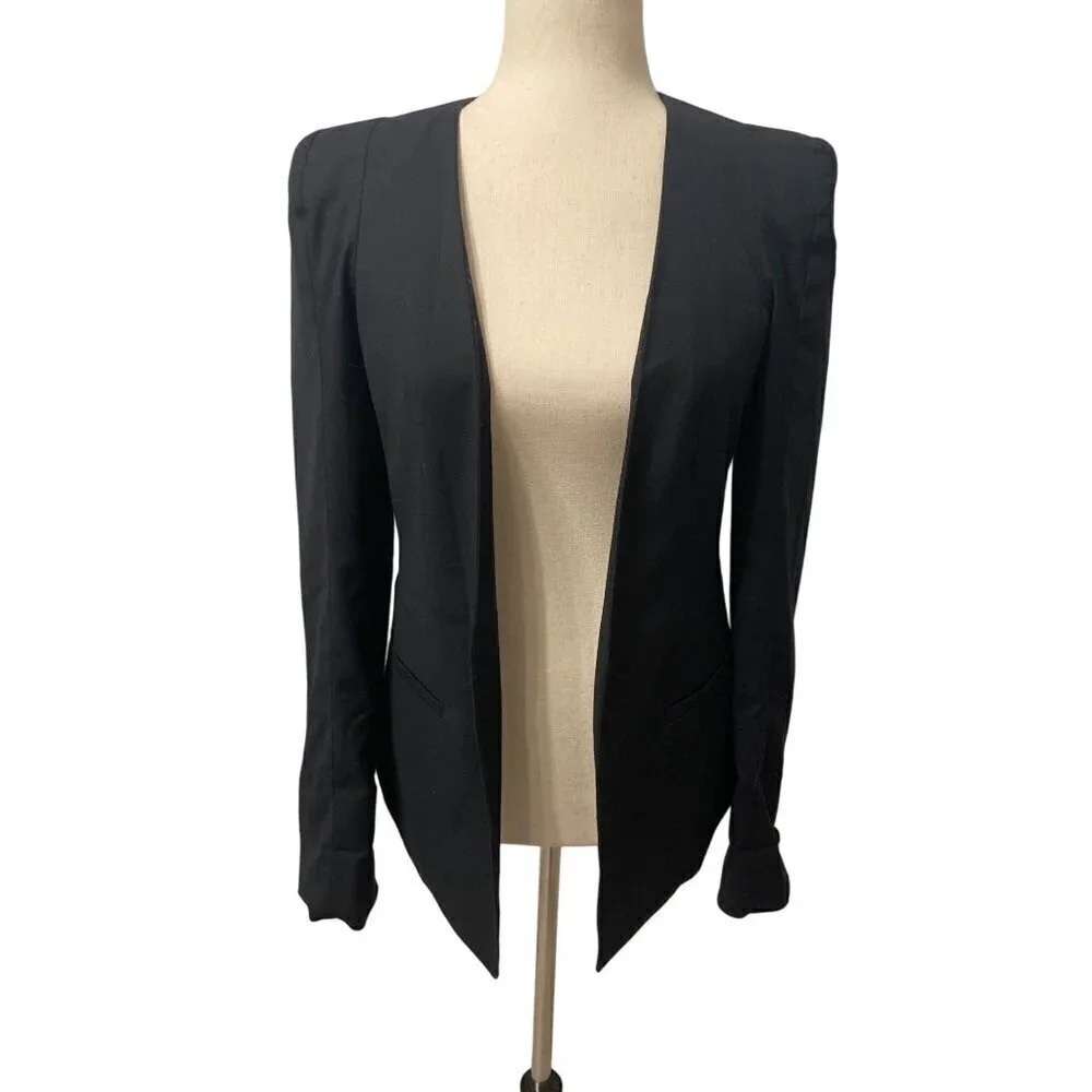 JAMES JEANS Boyfriend V Blazer Silky Blue Black Sz 4 EUC